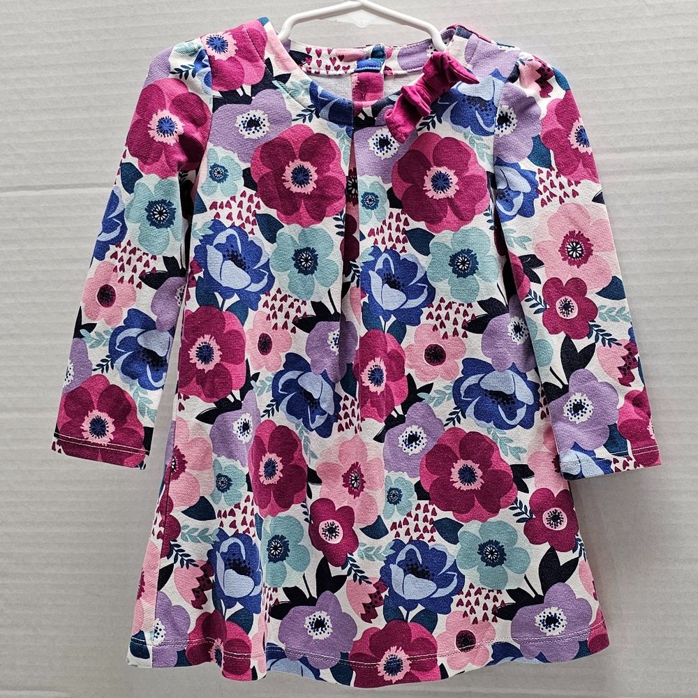 Gymboree Floral Purple Blue Pink Flowers Print Girls Toddler Dress 2T